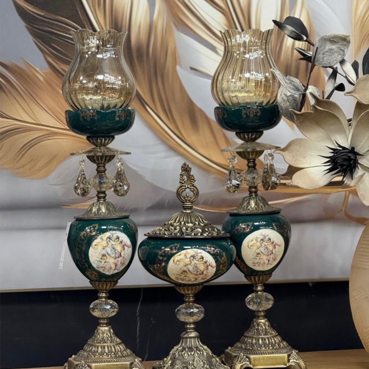 شمعدان سرامیکی آویزدار جنس بدنه سرامیک جنس پایه آلومینیوم